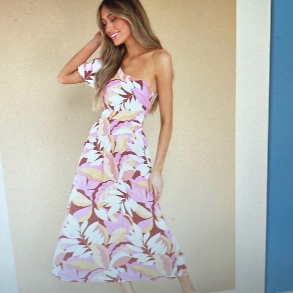 Minkpink Kali pink multi one shoulder dress
